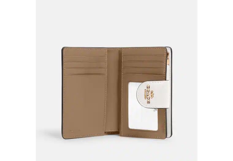 Cartera Con Monedero Coach 100% Original Medium Corner Zip Wallet In Signature Leather
