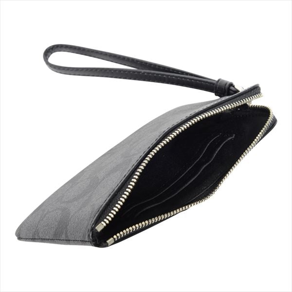 Monedero Coach Corner Zip Estampado Negro & Gris