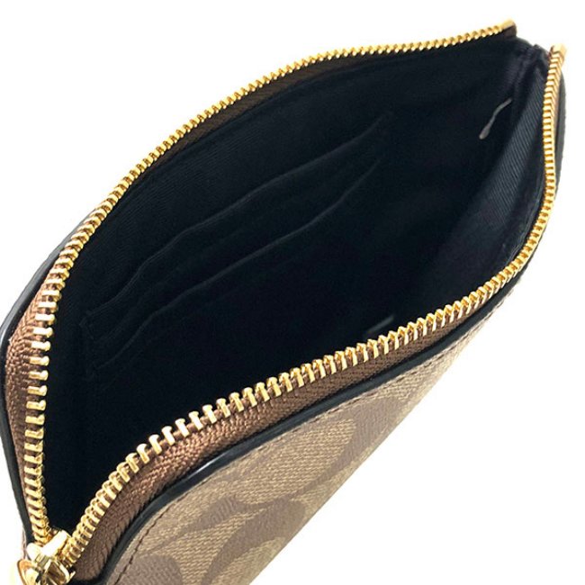 Monedero Coach Corner Zip Estampado Cafe