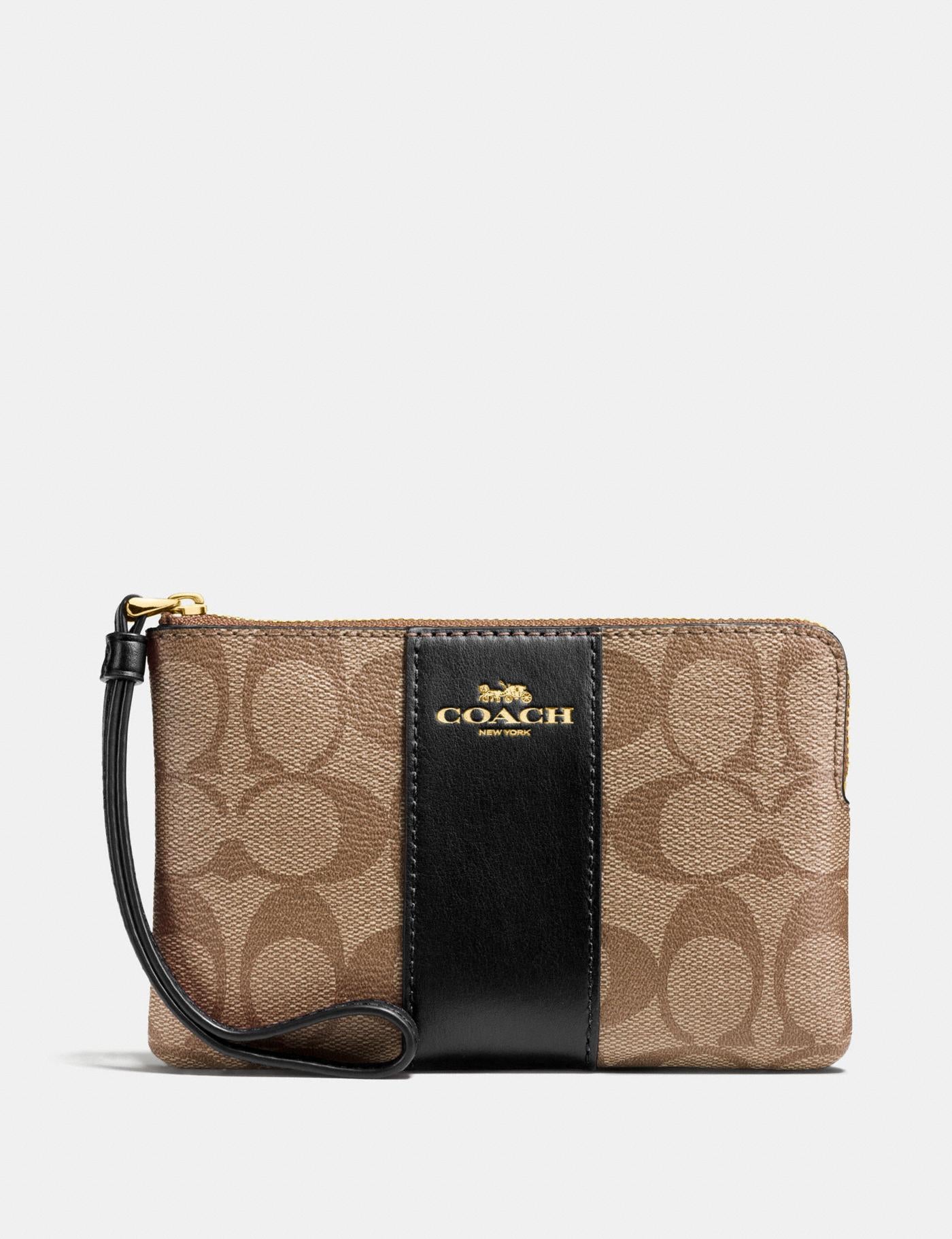 Monedero Coach Corner Zip Estampado Cafe