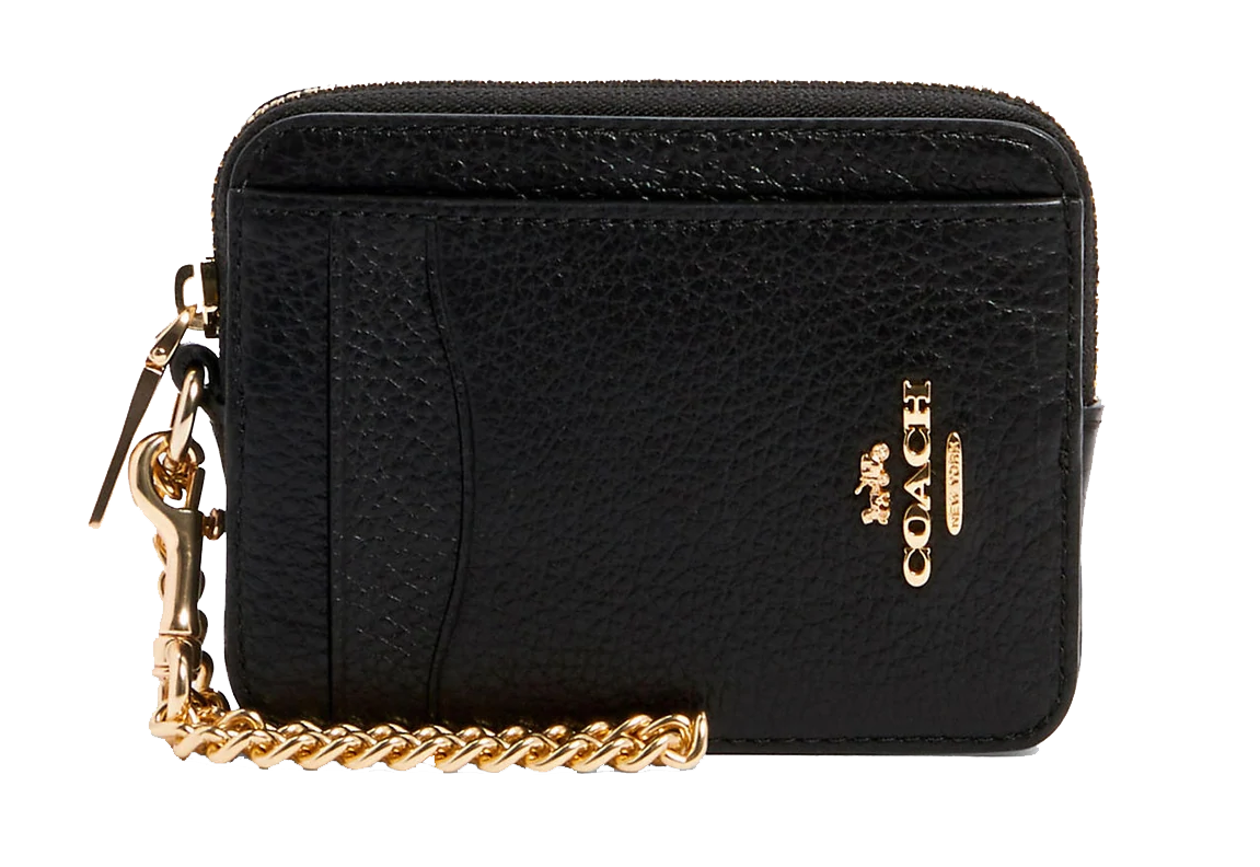 Monedero Coach Zip Card Case Negro