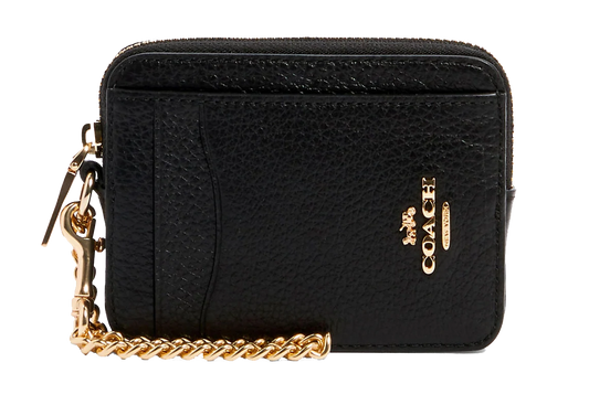 Monedero Coach Zip Card Case Negro