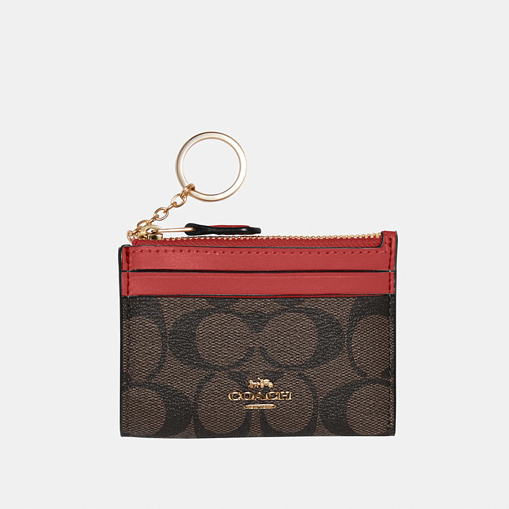 Tarjetero Coach Signature Mini Skinny Id Case Rojo