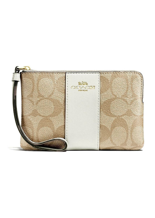 Monedero Coach Corner Zip Estampado Cafe Claro/Beige