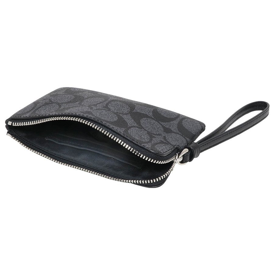 Monedero Coach Corner Zip Estampado Negro & Gris