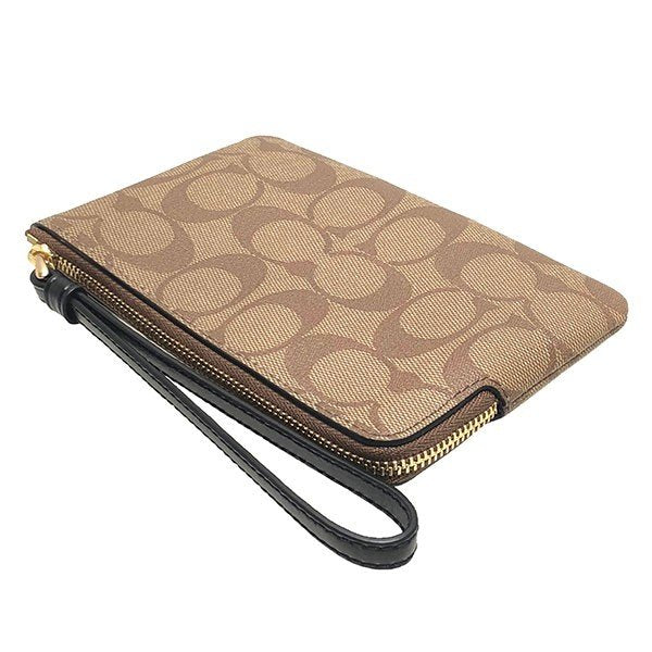 Monedero Coach Corner Zip Estampado Cafe