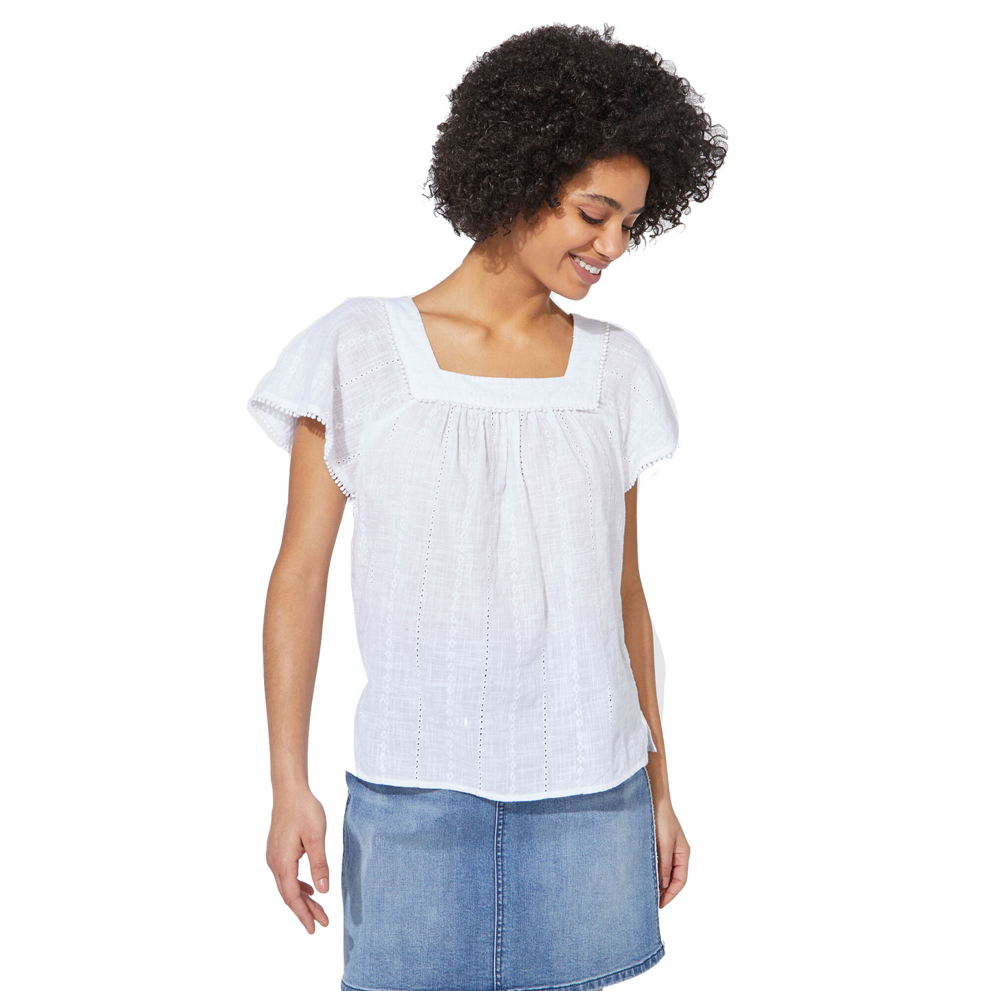 Blusa Nautica Dama Embroidered Stripe Square Neck Top