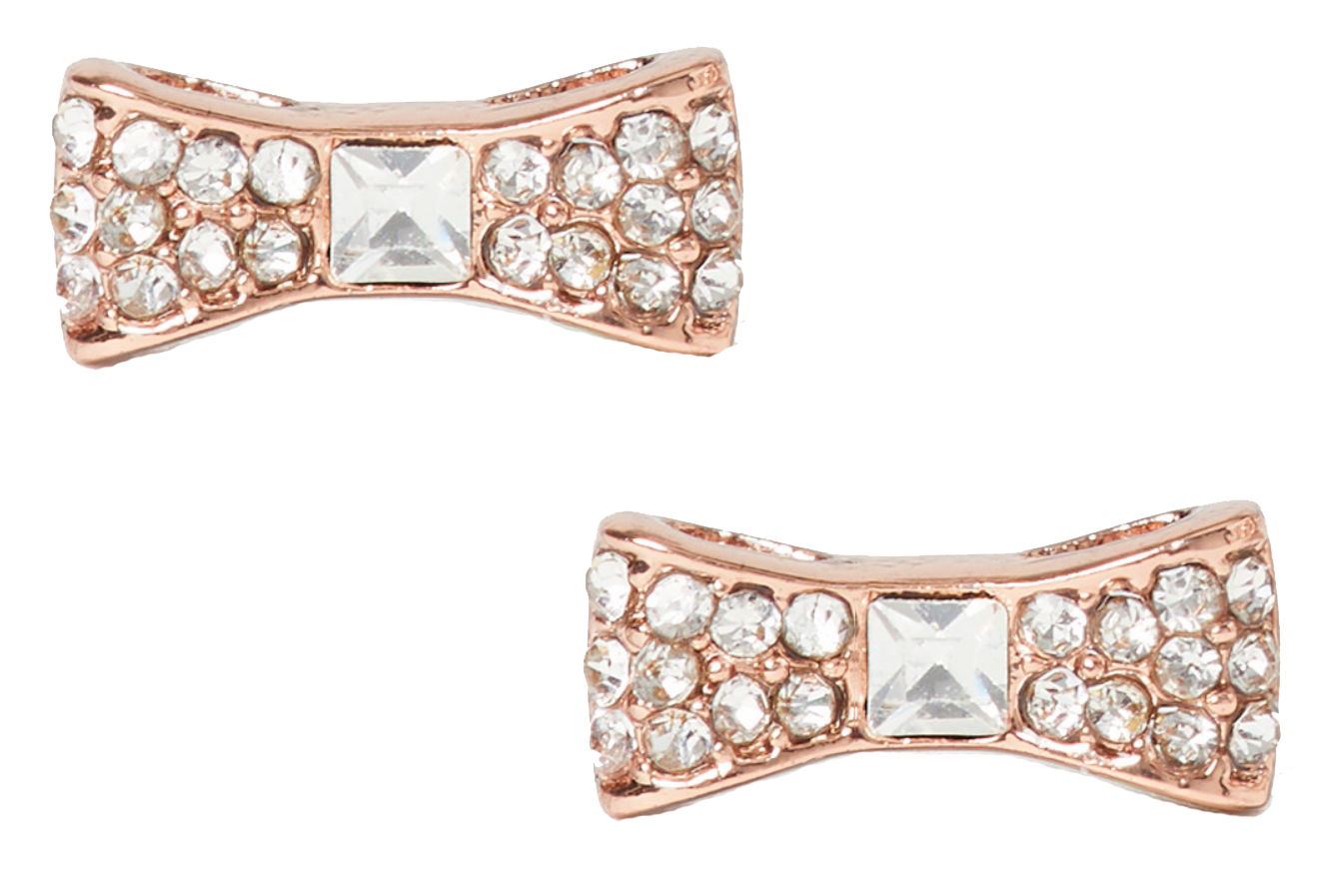 Aretes Kate Spade Ready Set Bow Pave Bow Stud Dorado Rosado