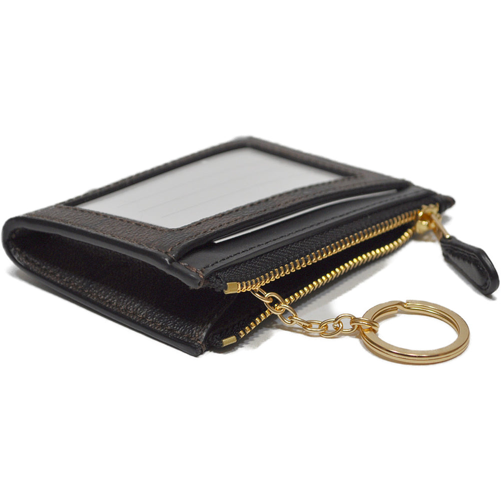 Tarjetero Coach Signature Mini Skinny Id Case Cafe Oscuro Negro
