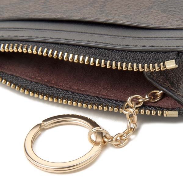 Tarjetero Coach Signature Mini Skinny Id Case Cafe Oscuro Negro