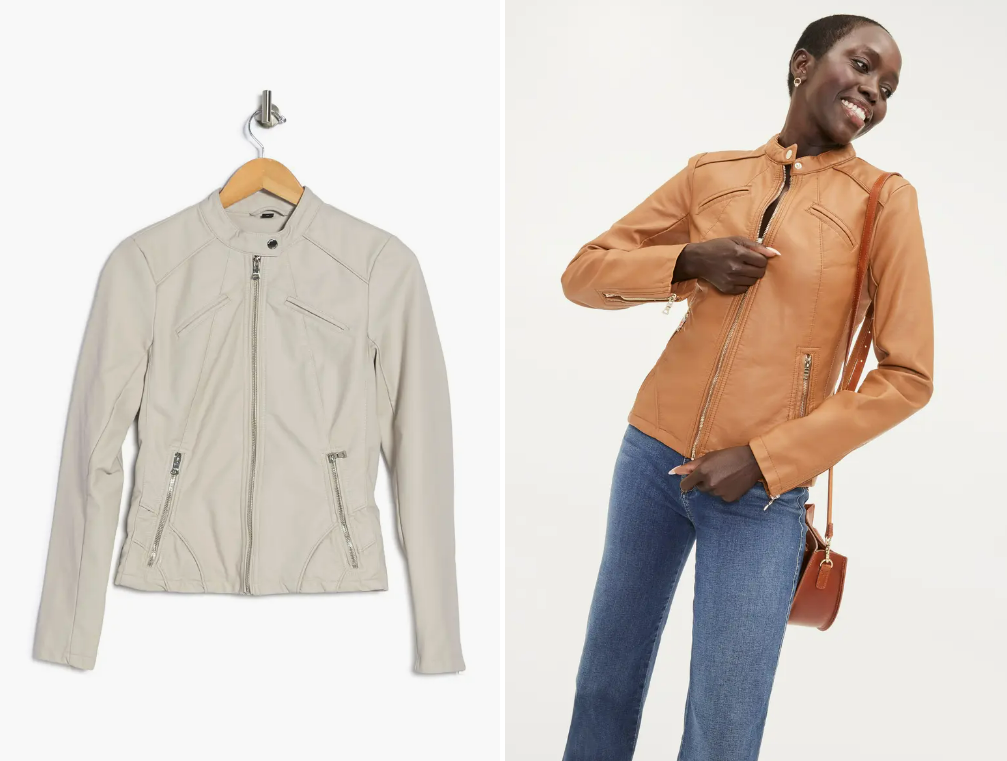 Chamarra Guess Para Mujer Piel Sintética Beige