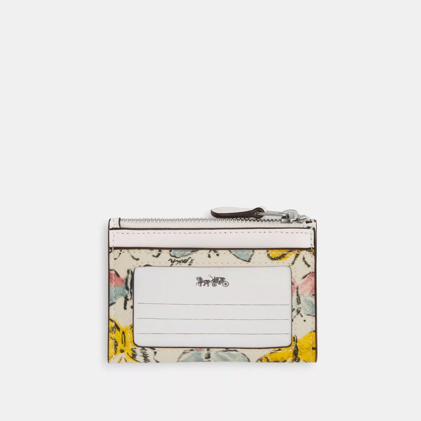 Tarjetero Coach mini skinny id case with butterfly print - silver/chalk multi