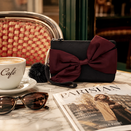 Monedero Kipling Creativity Extra Large Bow Wristlet - Black Merlot
