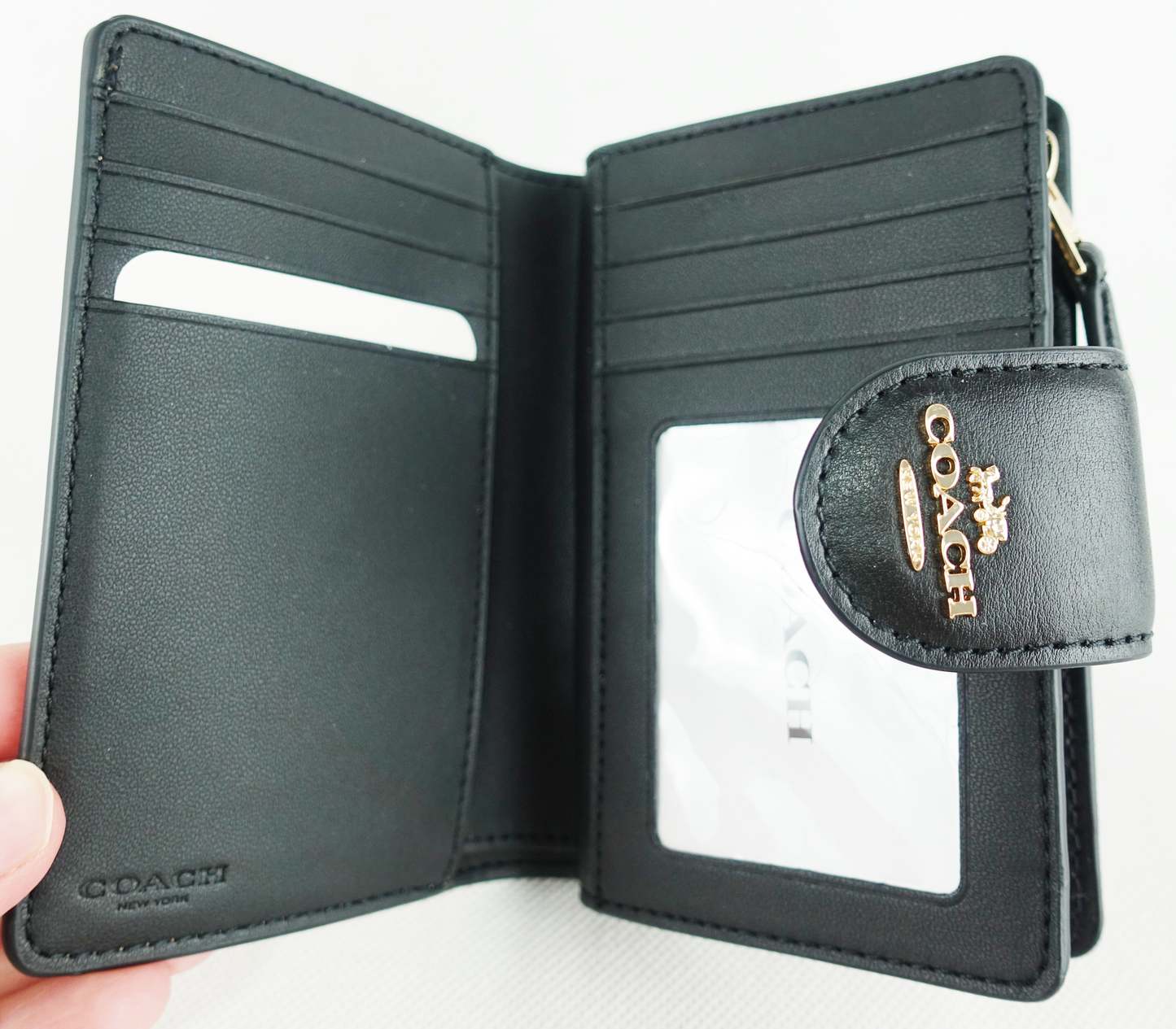 Cartera Coach 100% Original Medium Corner Zip Wallet In Signature Leather - Gold/Khaki/Black