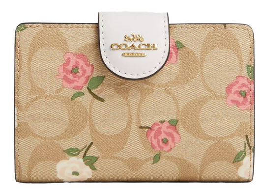 Cartera Coach 100% Original Medium Corner Zip Wallet Flores