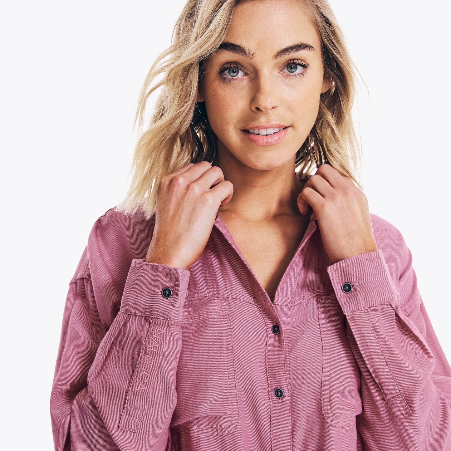 Blusa Nautica Dama Flannel Button-Down Shirt Rosa