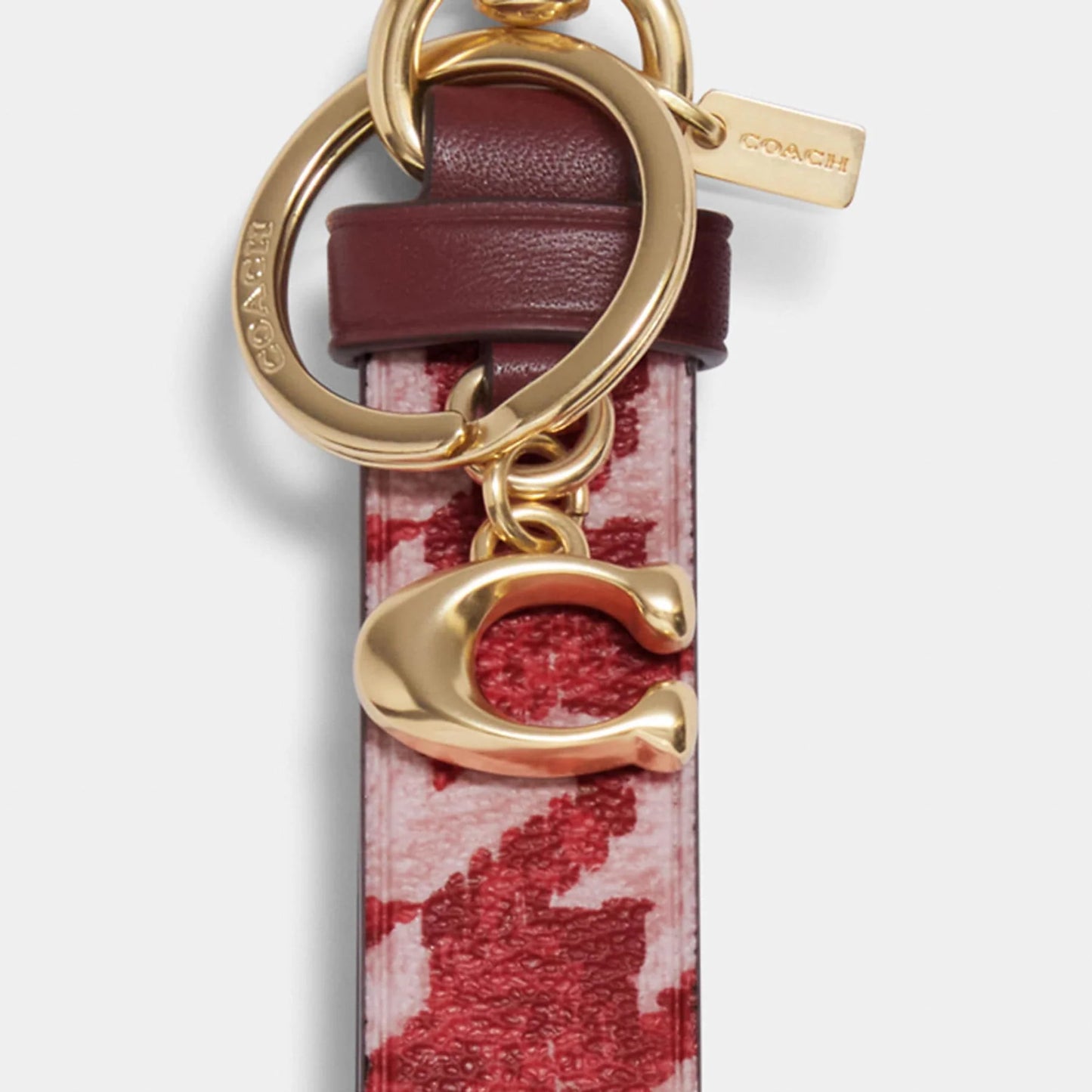 Llavero Coach Loop Bag Charm With Houndstooth Print - Pink/Red