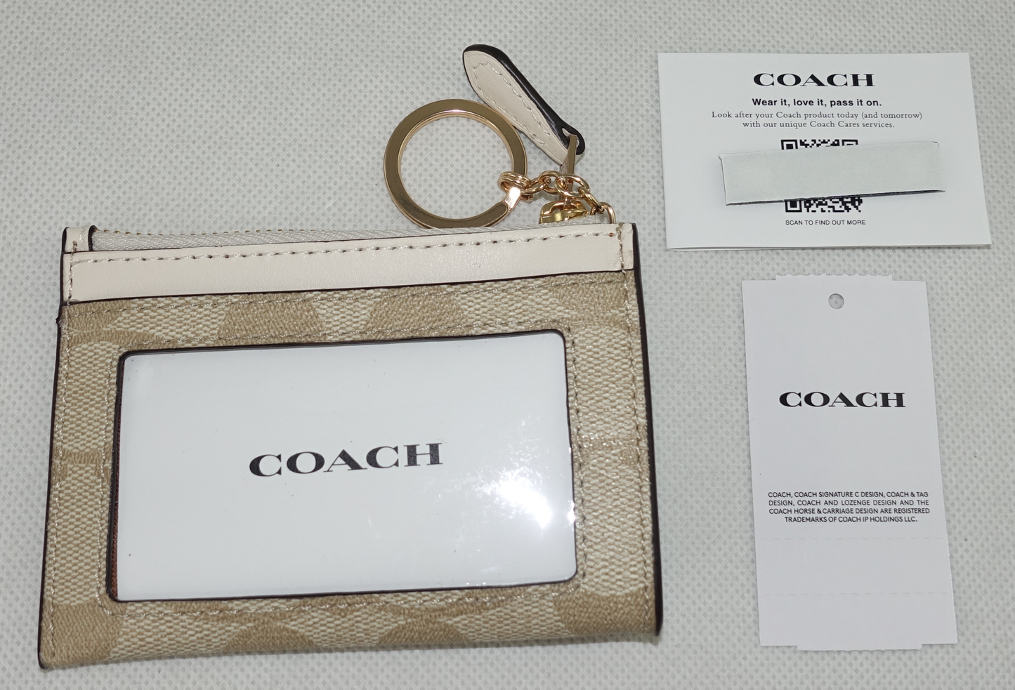 Tarjetero Coach Signature Mini Skinny Id Case Beige Blanco