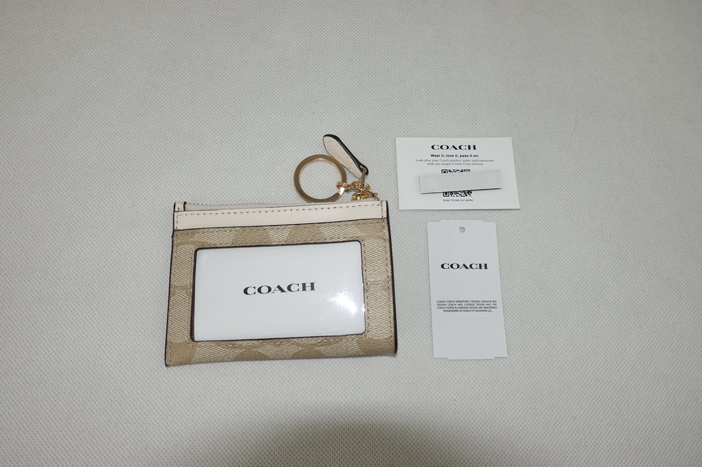 Tarjetero Coach Signature Mini Skinny Id Case Beige Blanco