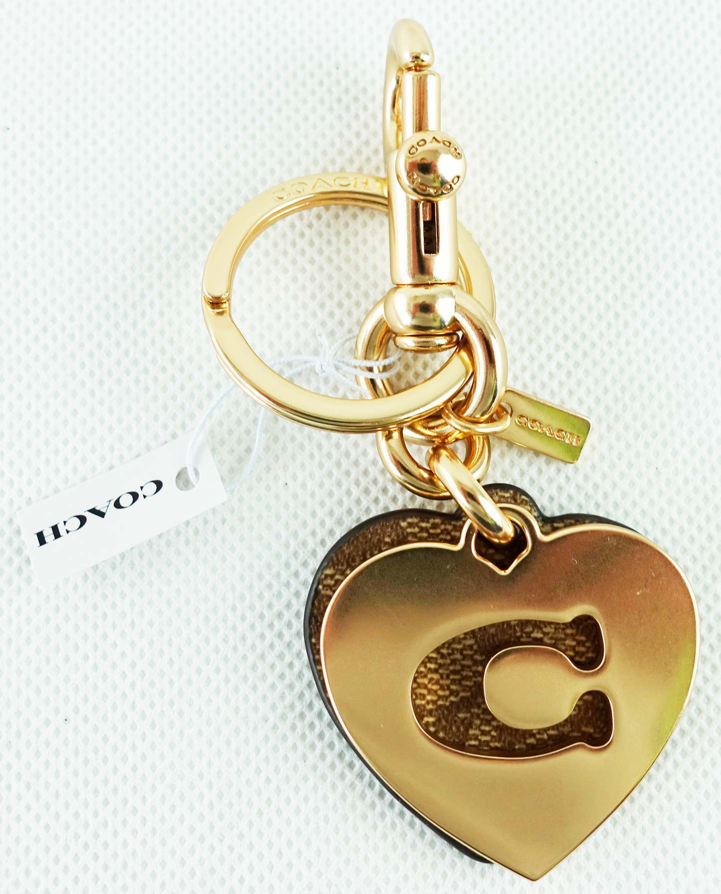 Llavero Coach Signature Hearts Key Ring - Khaki