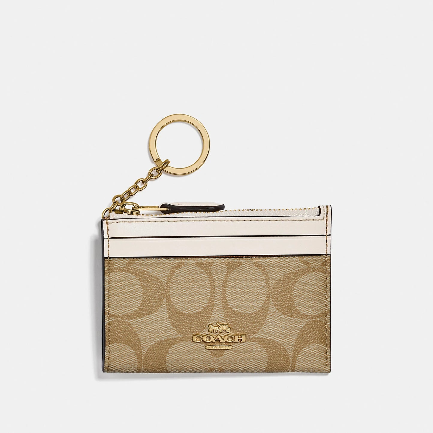 Tarjetero Coach Signature Mini Skinny Id Case Beige Blanco