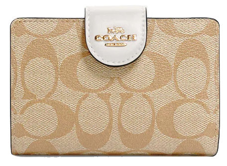 Cartera Con Monedero Coach 100% Original Medium Corner Zip Wallet In Signature Leather