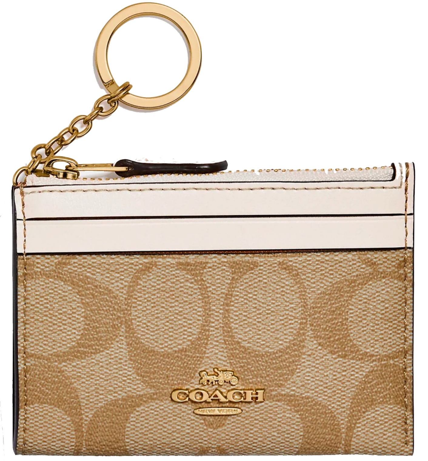 Tarjetero Coach Signature Mini Skinny Id Case Beige Blanco