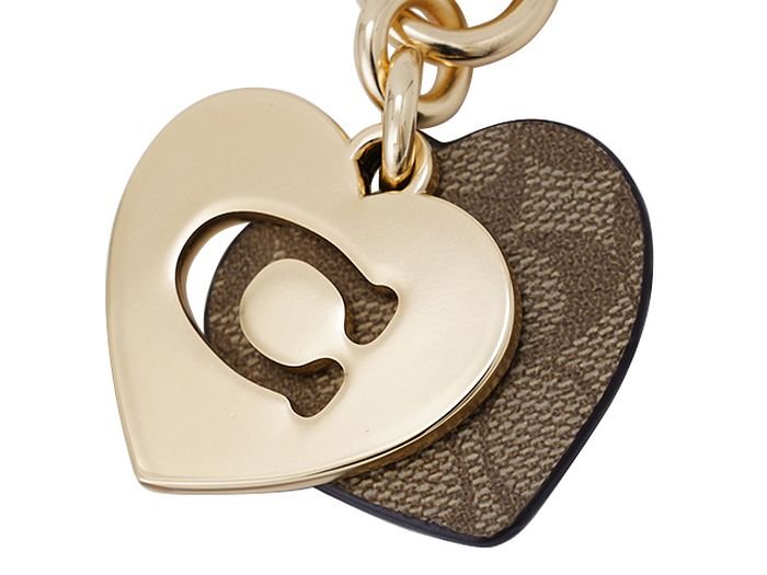 Llavero Coach Signature Hearts Key Ring - Khaki