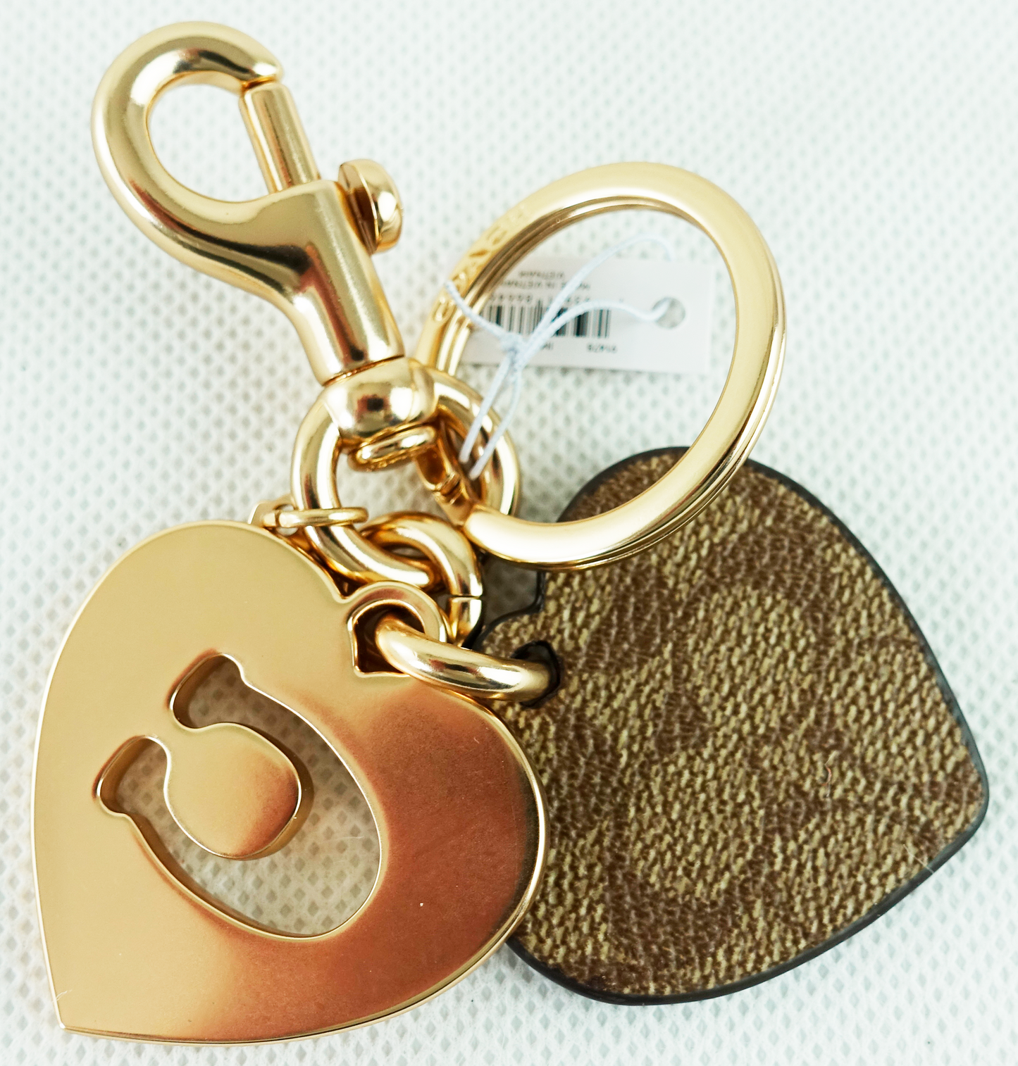 Llavero Coach Signature Hearts Key Ring - Khaki