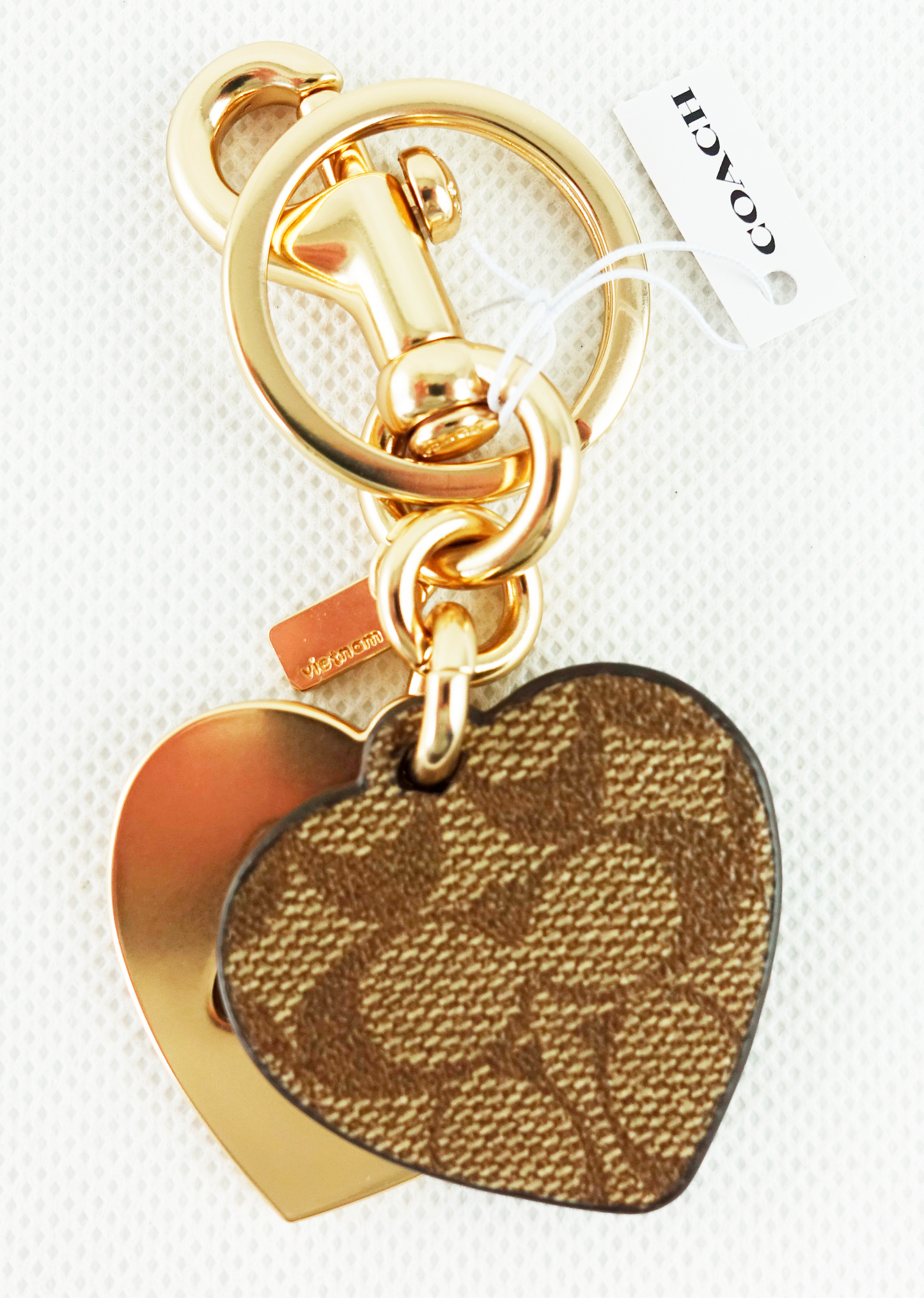 Llavero Coach Signature Hearts Key Ring - Khaki