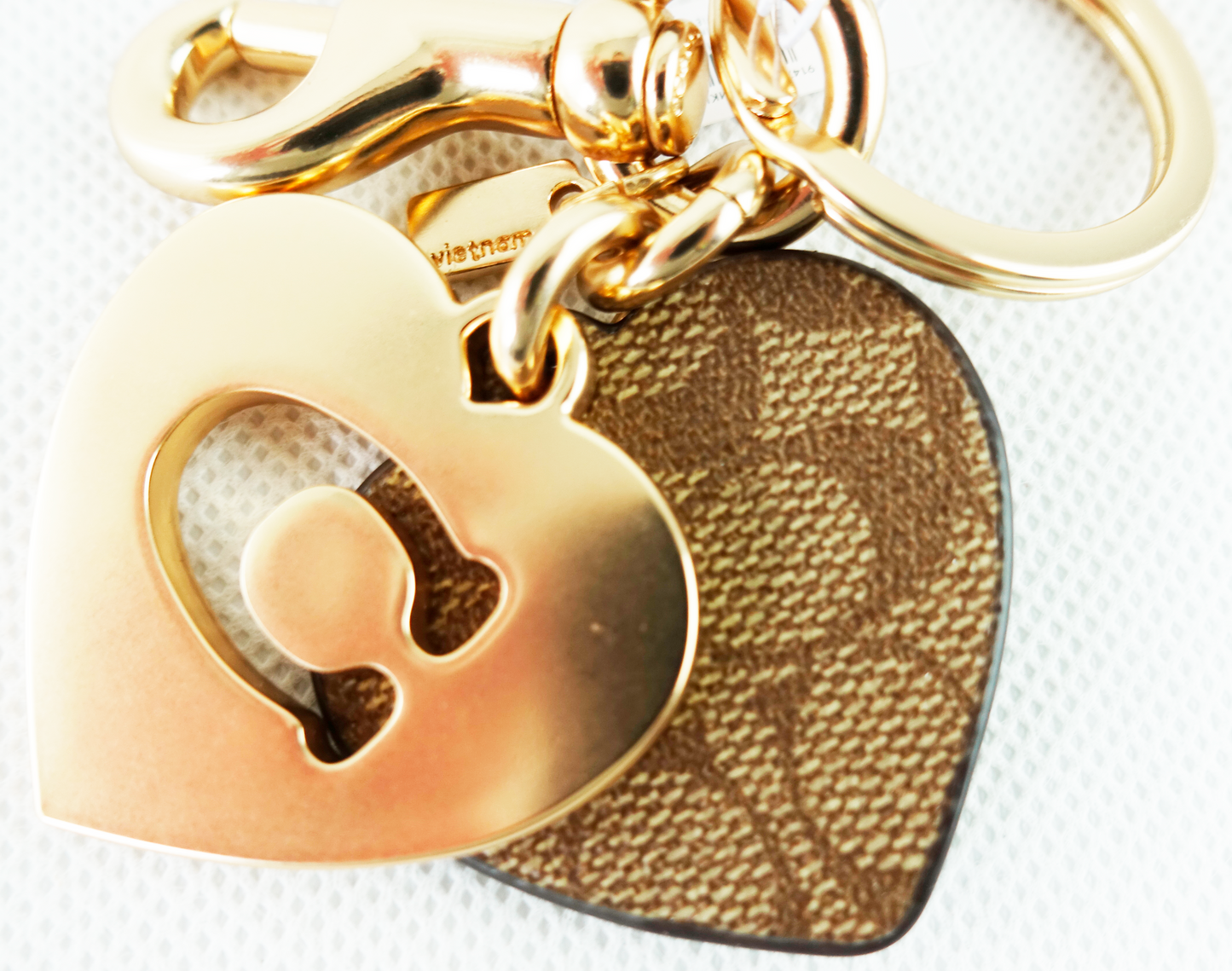 Llavero Coach Signature Hearts Key Ring - Khaki