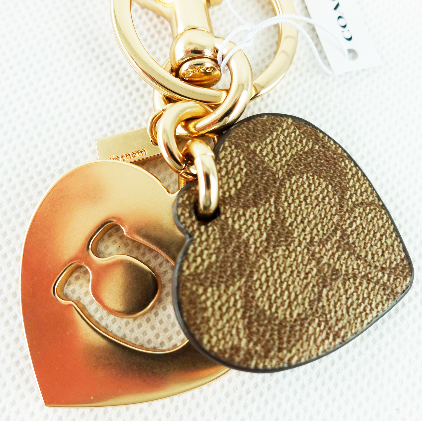 Llavero Coach Signature Hearts Key Ring - Khaki